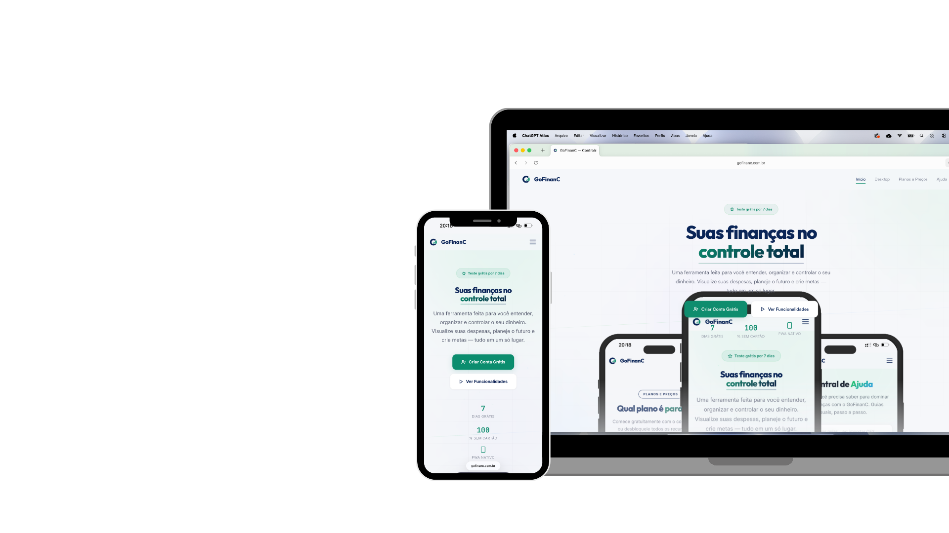 GoFinanC no Desktop e Mobile